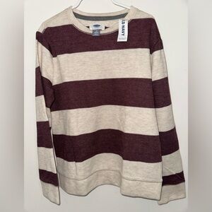 Old Navy Boys (M/8) Maroon/Cream striped heavyweight Henley-style top